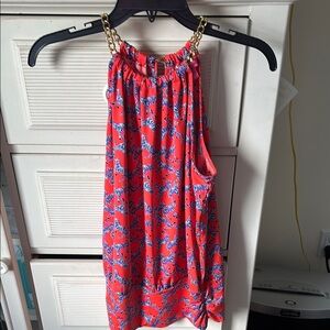 Chain Strap Zebra Print Top - Red